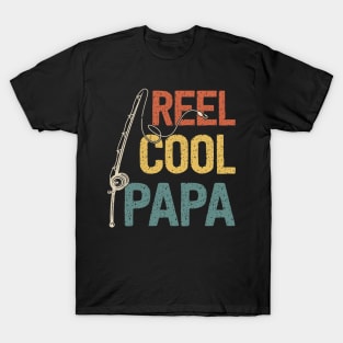 Vintage Reel Cool Papa Fisherman Fisher Father's Day T-Shirt